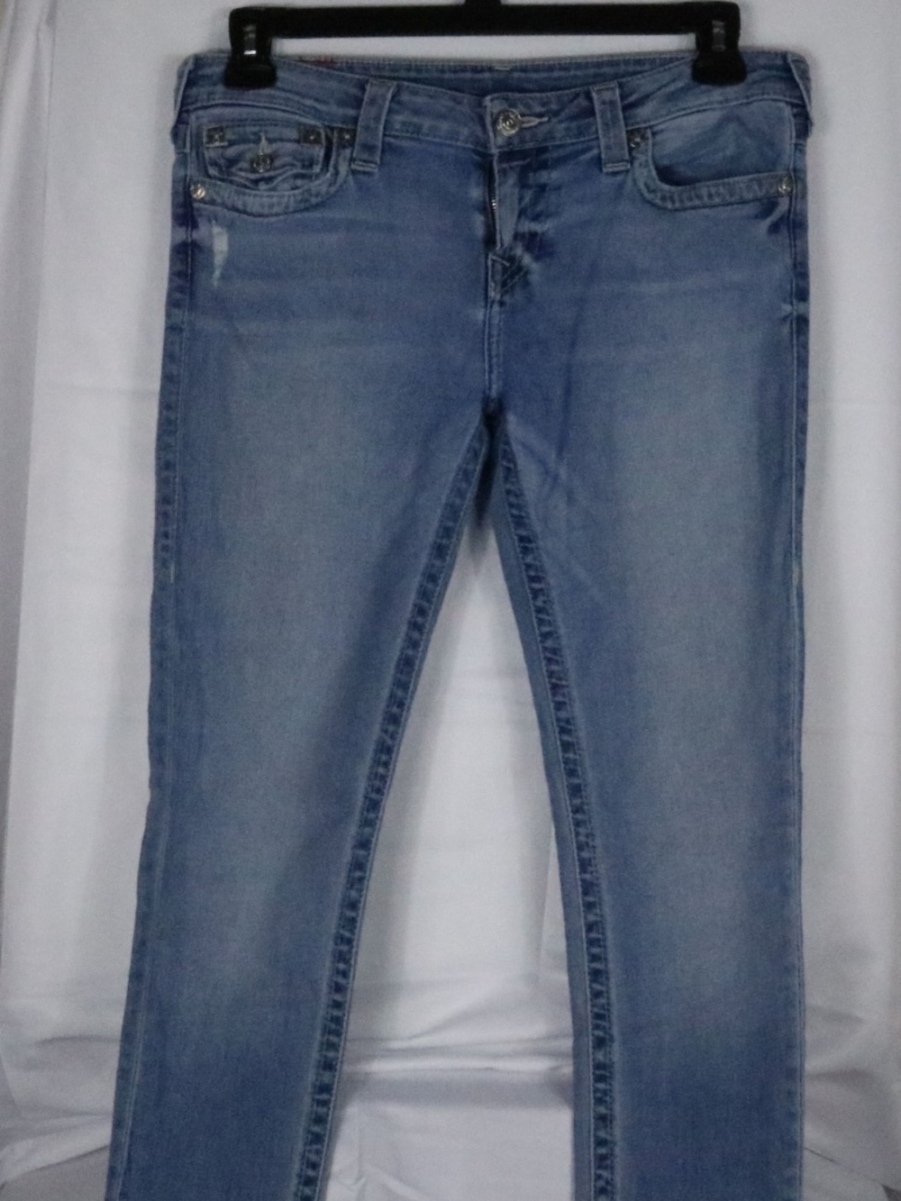 True Religion Jeans 32 Skinny Womens RN#112790 CA#57414 Light Wash Light Fade